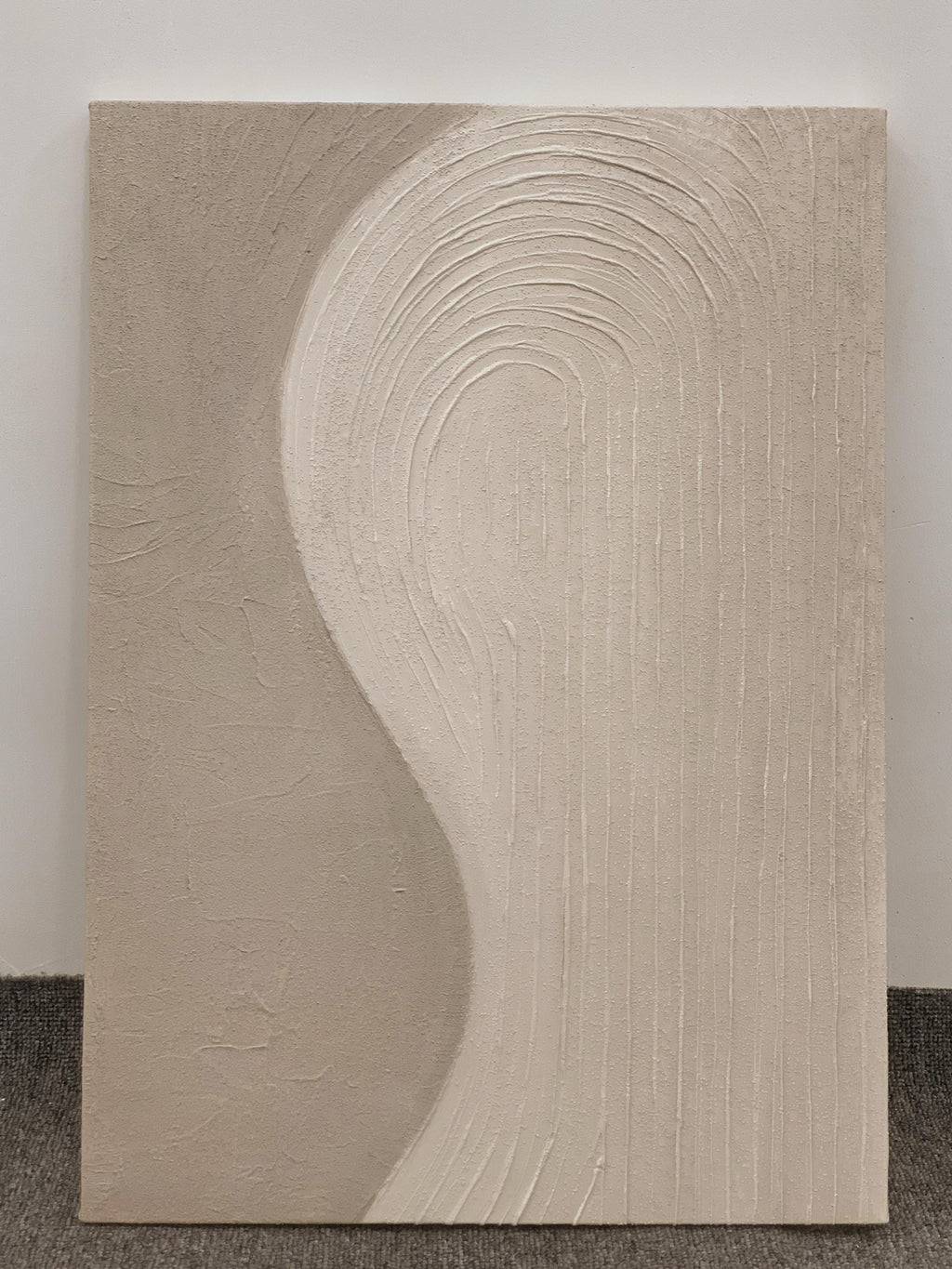Handmade Cream Beige Painting, 3D Textured Abstract Wall Art, Minimalist Canvas Art for Living Room Decor -SJ#0297