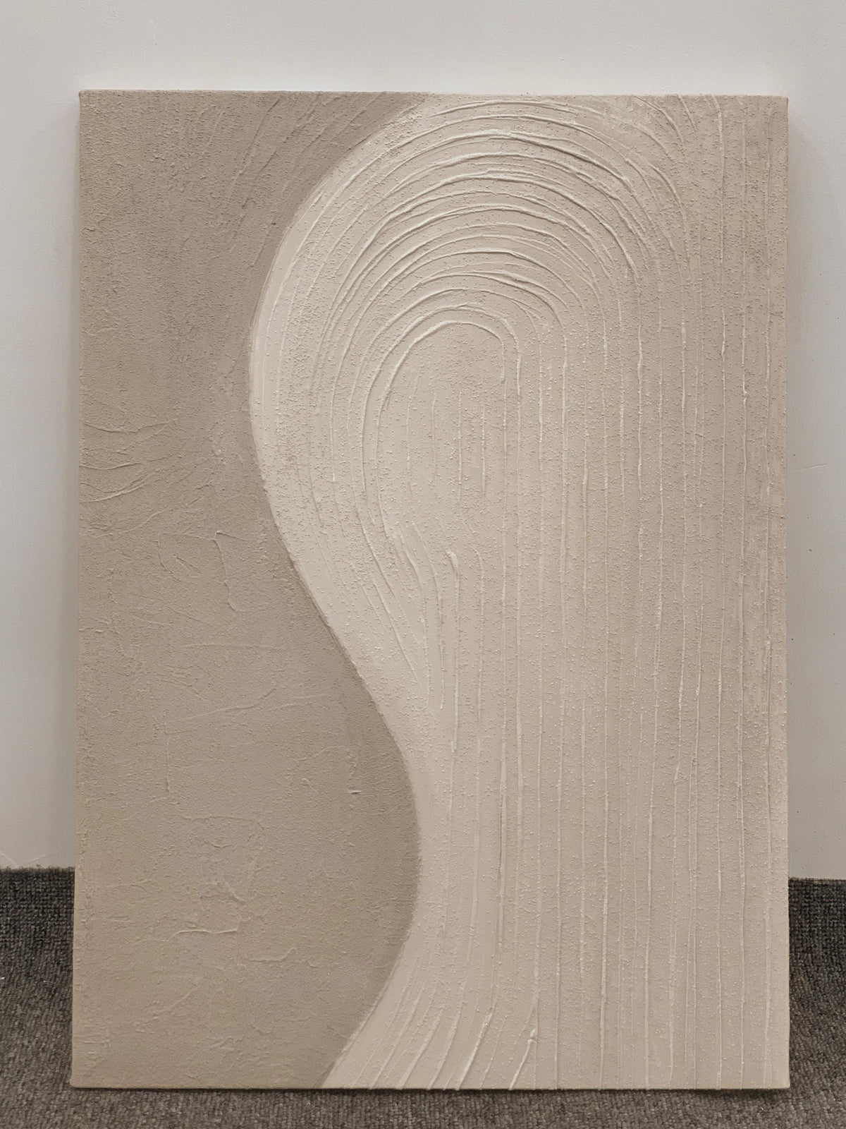Handmade Cream Beige Painting, 3D Textured Abstract Wall Art, Minimalist Canvas Art for Living Room Decor -SJ#0297