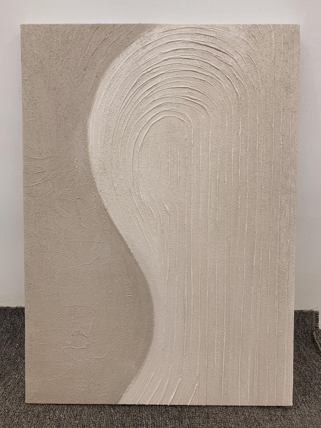 Handmade Cream Beige Painting, 3D Textured Abstract Wall Art, Minimalist Canvas Art for Living Room Decor -SJ#0297
