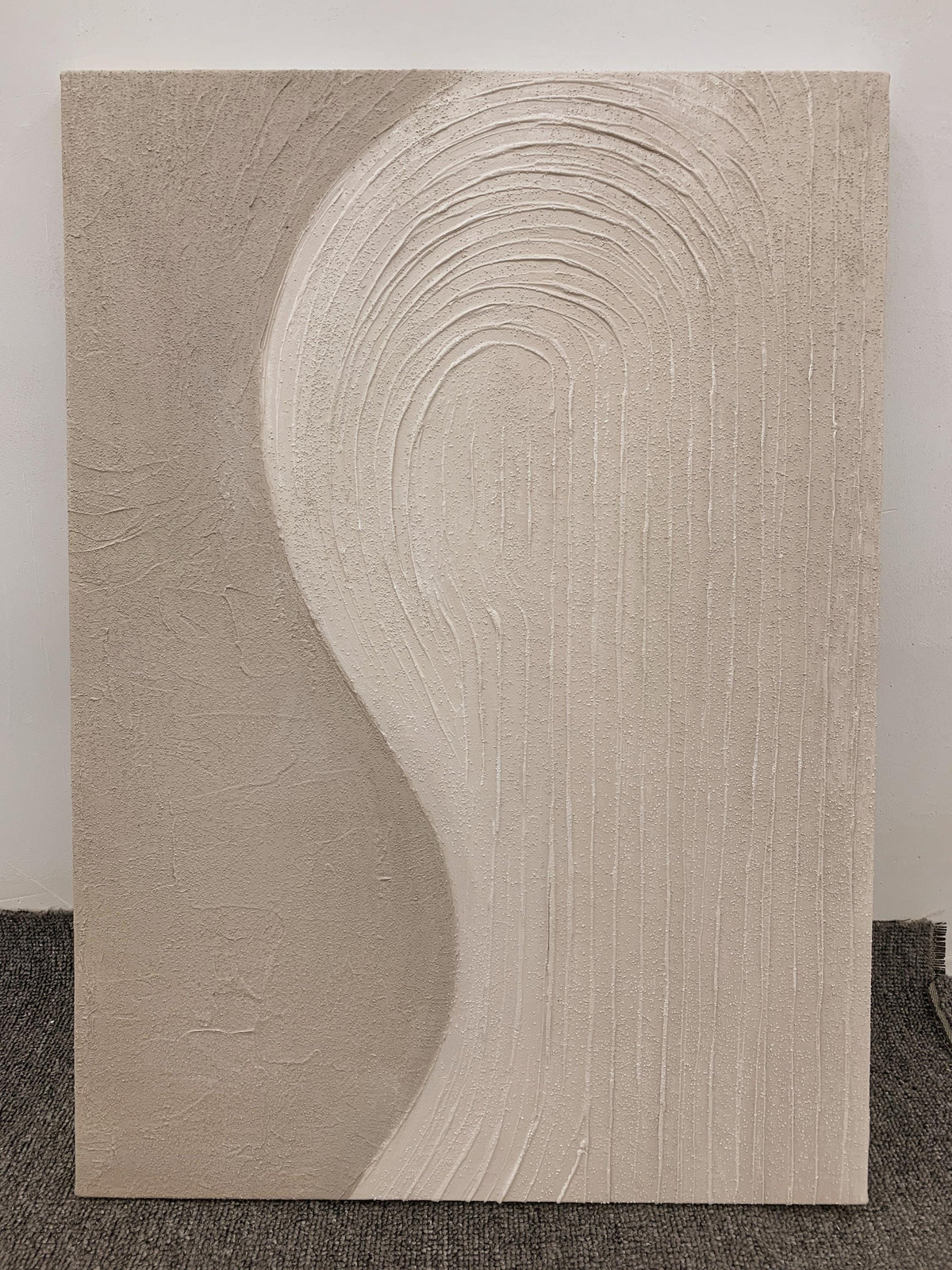 Handmade Cream Beige Painting, 3D Textured Abstract Wall Art, Minimalist Canvas Art for Living Room Decor -SJ#0297