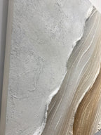 3D Textured Wave Abstract Painting, Neutral Coastal Wall Art, Earth Tone Canvas Art for Living Room Decor - SJ#0271