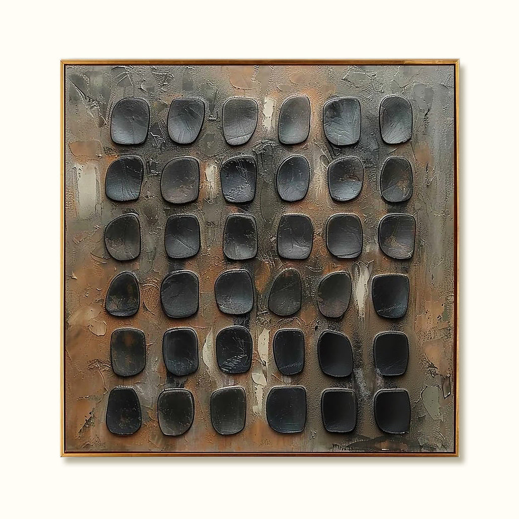 3D Textured Grid Wabi-Sabi Wall Art – SJ#0020