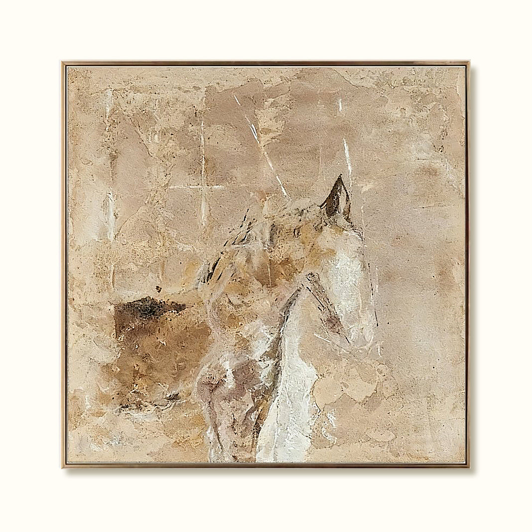 Abstract Horse Portrait in Warm Neutral Tones
