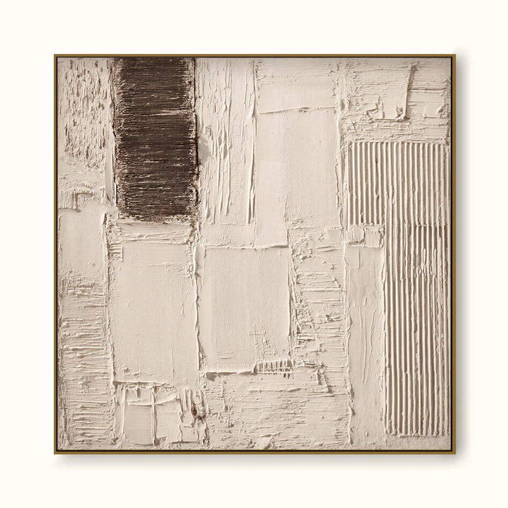 Hand Painted Textured Wall Art, Neutral Abstract Canvas Painting, Large Cream Brown Organic Modern Decor - #SJ0330