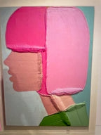 Large Thick Textured Mauve Pink and Brown People Abstract Modern Wall Art-SJ#0339