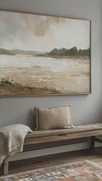 Vintage Lake Landscape Oil Painting Rustic Lake Ar-SJ#0211