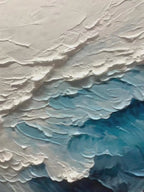 Hand-drawn 3D Ocean Texture Painting, Large Abstract Beach Canvas Art - SJ#0279