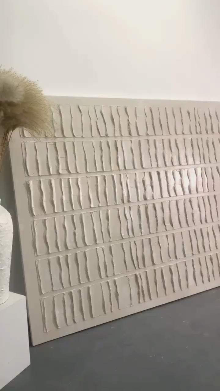 Large Beige 3D Textured Wall Art, Minimalist Painting,neutral Plaster Painting, Wabi-sabi Wall Art,handmade Painting, Modern Living Room Art -SJ#0334