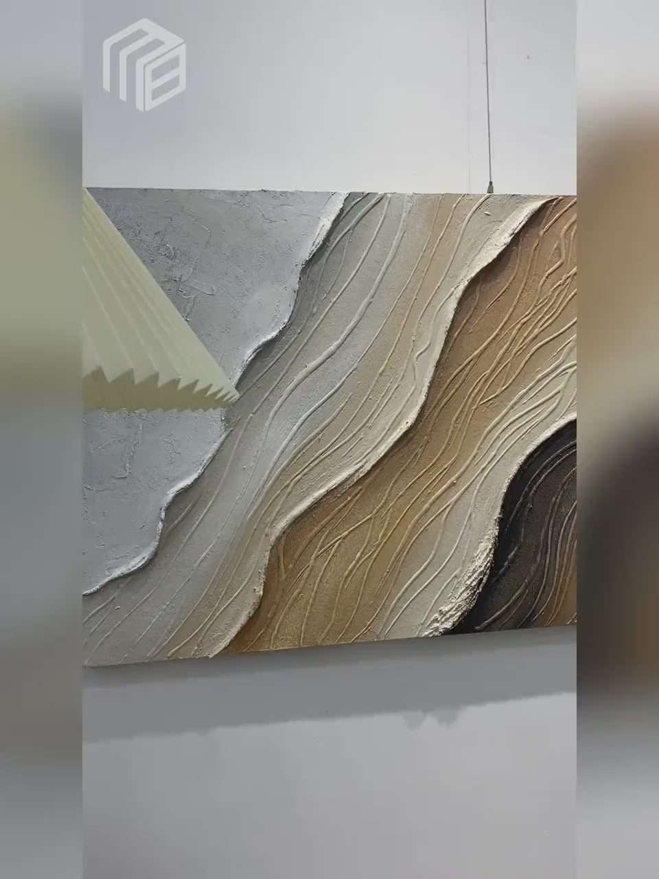 3D Textured Wave Abstract Painting, Neutral Coastal Wall Art, Earth Tone Canvas Art for Living Room Decor - SJ#0271