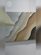 3D Textured Wave Abstract Painting, Neutral Coastal Wall Art, Earth Tone Canvas Art for Living Room Decor - SJ#0271