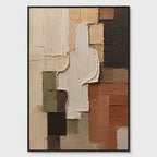 Abstract Geometric Painting, Thick Impasto Canvas Wall Art, Textured Earth Tone Neutral Decor, Modern Minimalist Living Room Gifts -SJ#0289