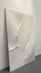 Large White Canvas Abstract Painting, Beige Minimalist Wall Art, Beige Textured Hand Painting, Modern Stylish Home Decor - SJ#3002