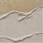 Neutral Textured Ocean Wave Wall Art Set, Hand Painted Beige Abstract Canvas Pair, Large 3D Textured Painting, Coastal Organic Modern Decor - #SJ0329